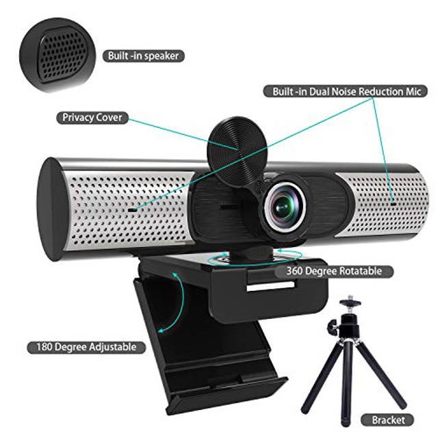 Webcam Camera with Speaker & Microphone,1080P HD Web Camera with Privacy Cover, ?110&not;8 View Computer Camera, Plug and Play USB Webcam, for Conferencing/Video Calling,Streaming/YouTube, Laptop/Desktop