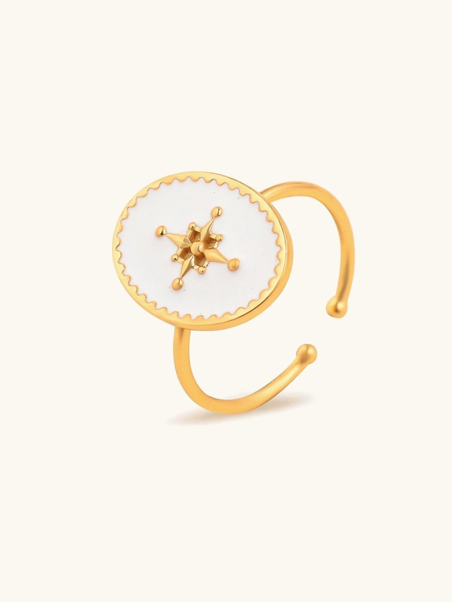 Mabel 92.5 Sterling Silver 18k Gold-Plated Star Signet Adjustable Ring