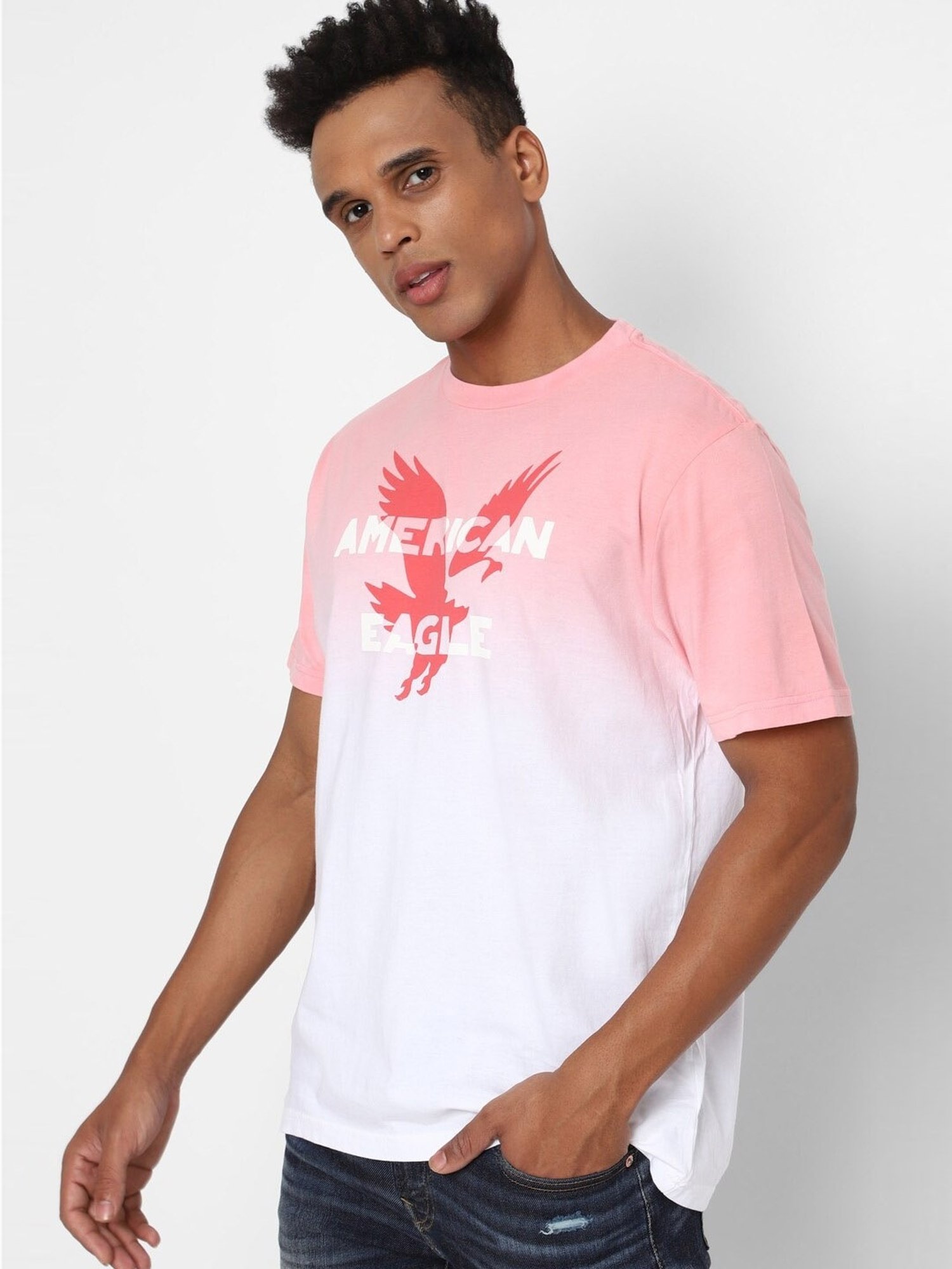 American Eagle Outfitters Pink Cotton Regular Fit Printed T-Shirt