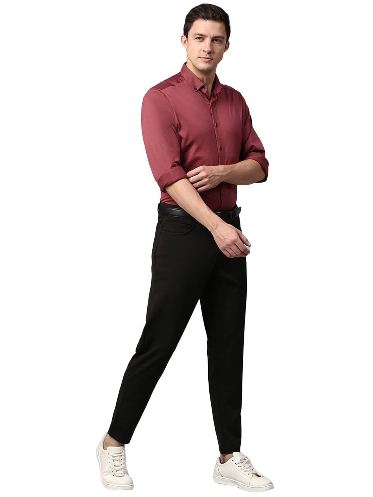 Slowave Black Regular Fit Trousers