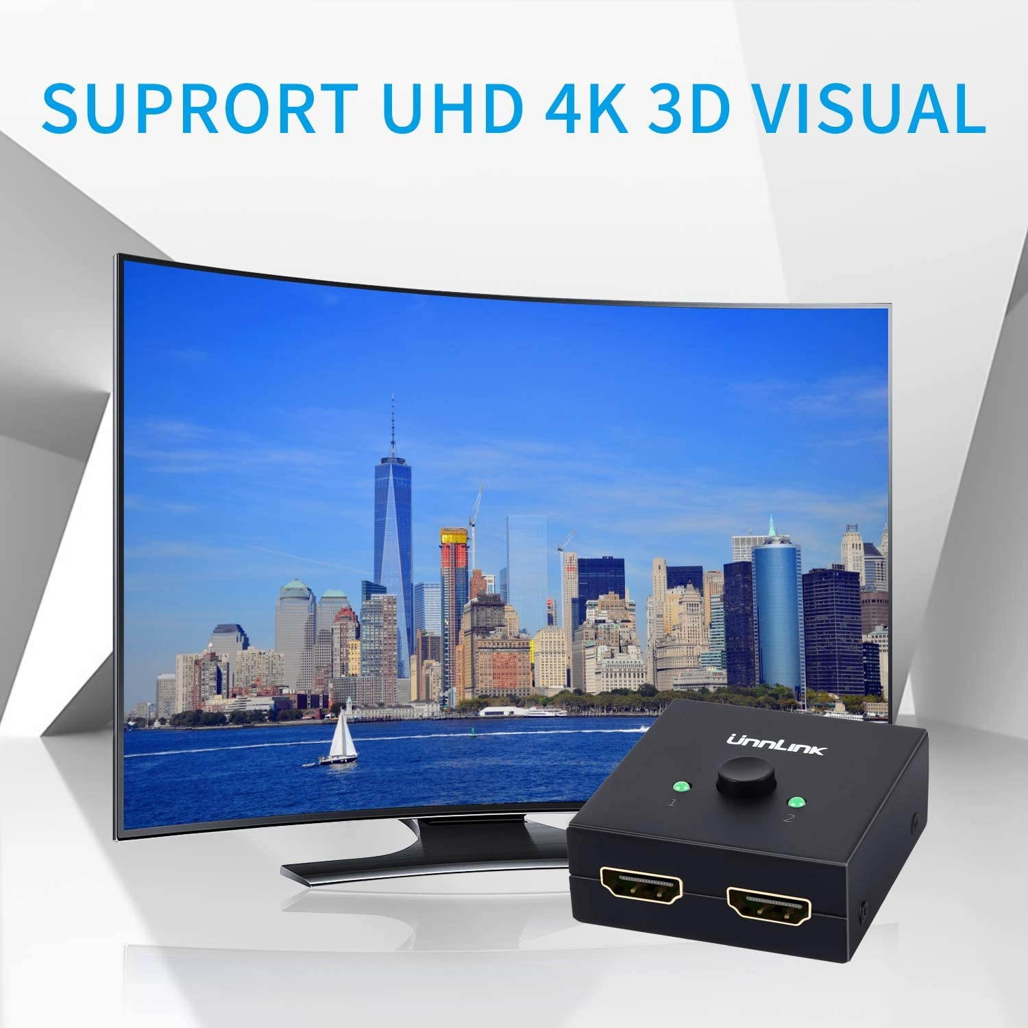 Isotect 2-Port HDMI KVM Switch Bi-Directional Switch 1x2/2x1 2 Input 1 Output Manual Switcher & 1 in 2 Out for Wireless Security Camera System Video Recorder with TV/Laptop/Computer Monitor