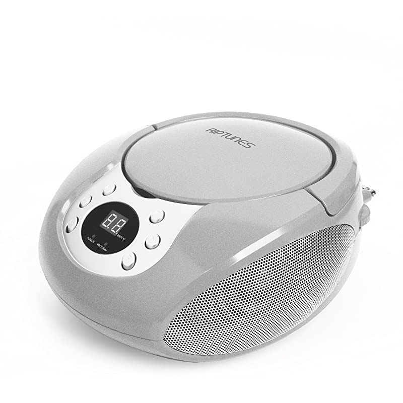 CD player Boombox Portable silver AuxIn CD Boombox AMFM Radio For Assured Amusement