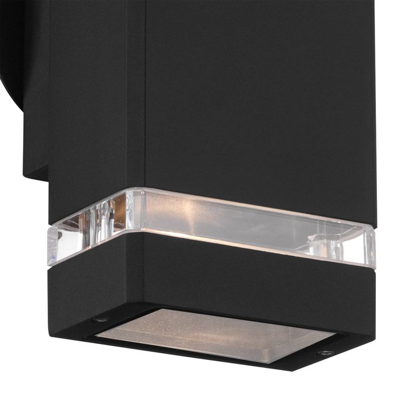 Possini Euro Design Modern Outdoor Wall Light Fixture Black 10 1/2" Rectangular Glass Up Down for House Porch Patio