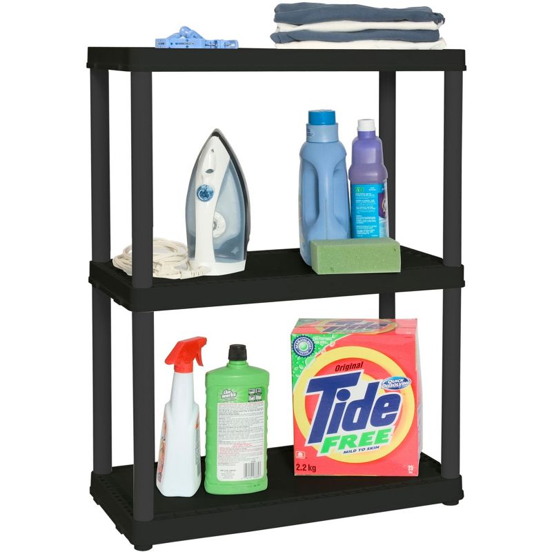 Gracious Living Light Duty Solid 12x24x33 Inch Storage Shelving Unit, 3 Shelf