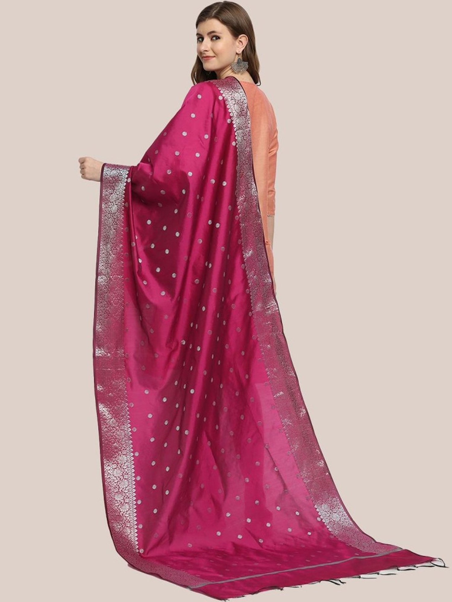 Dupatta Bazaar Wine Woven Pattern Dupatta