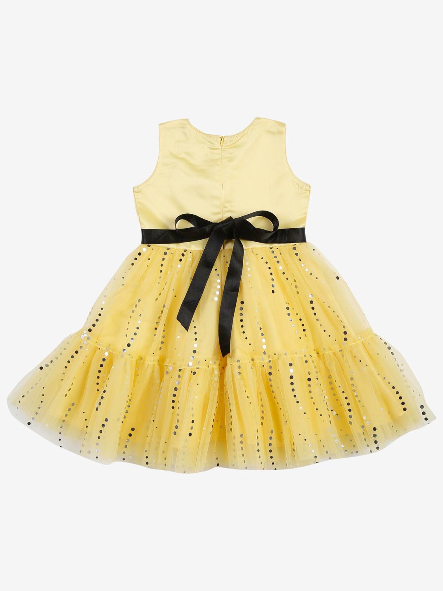 Saka Designs Kids Yellow Embellished Dress