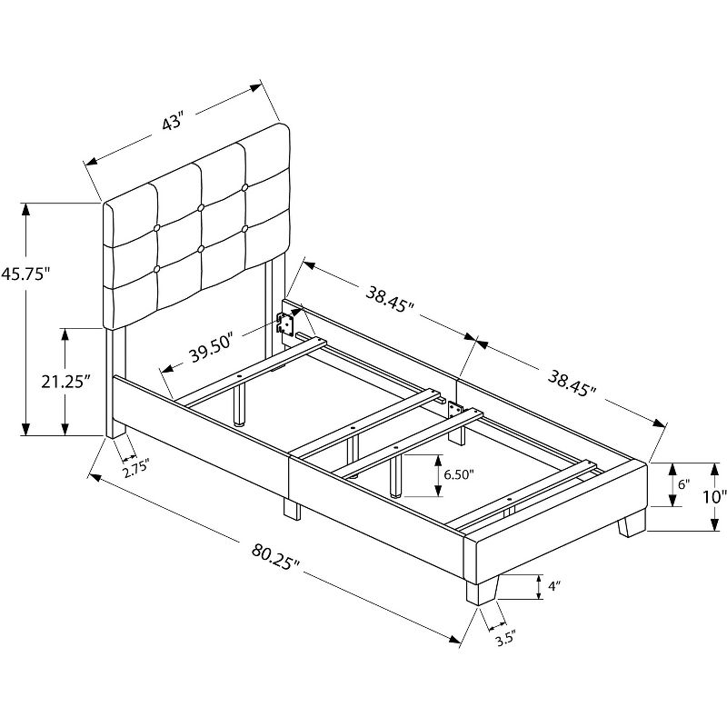 Bed Twin Size Linen Gray - EveryRoom