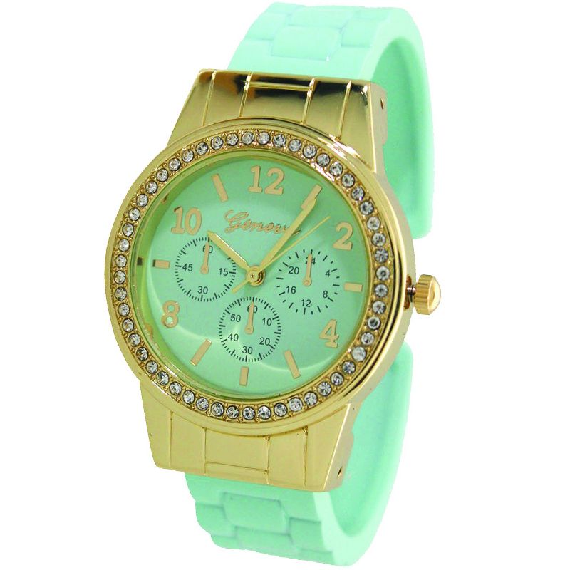 Olivia Pratt Matte Bangle Fashion Watch With Crystal Detail - Green