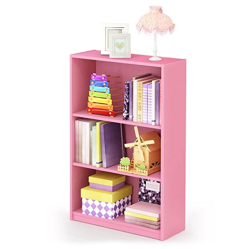 JAYA Simple Home 3Tier Adjustable Shelf Bookcase Pink