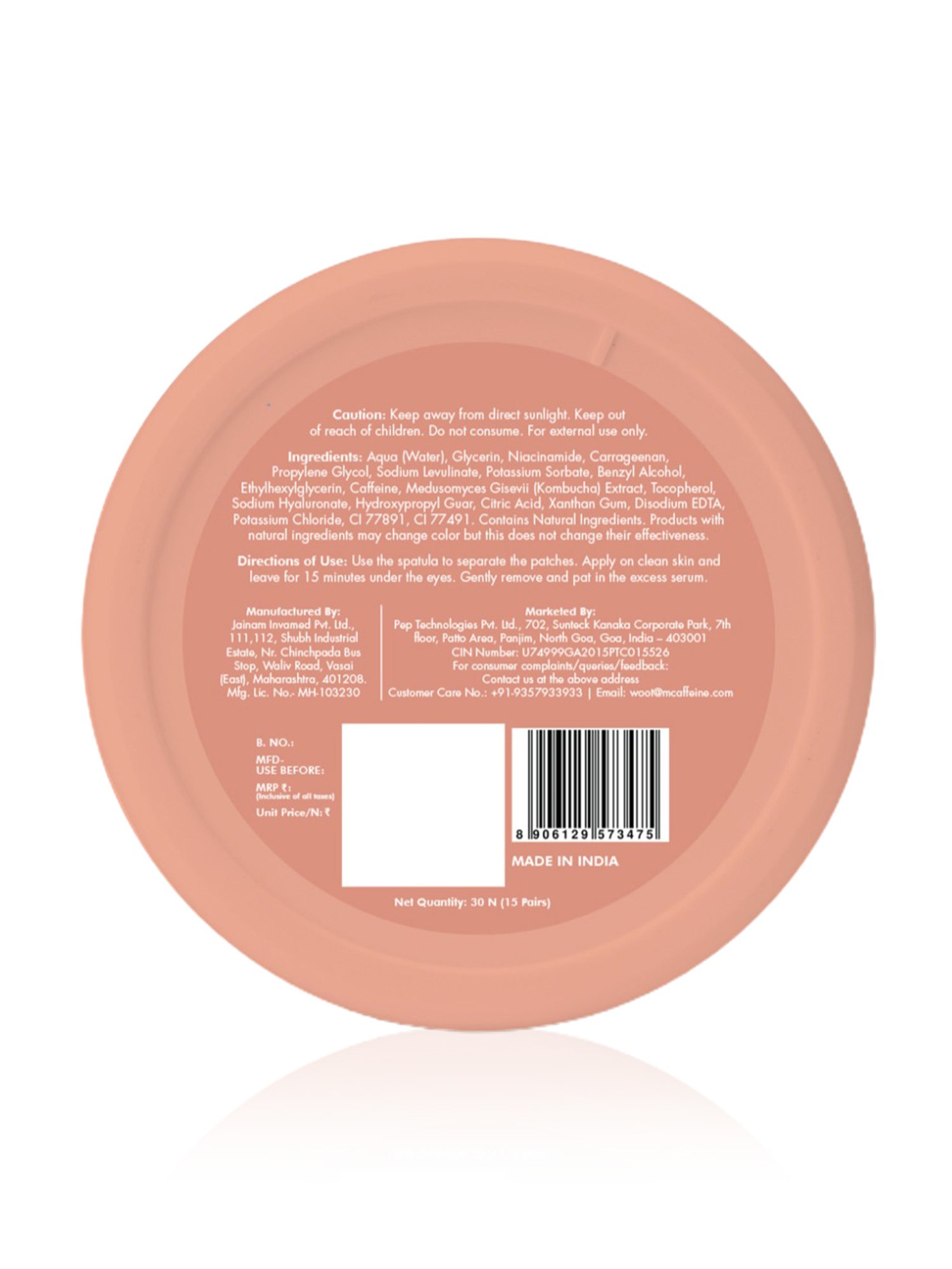 mCaffeine 4% Niacinamide Hydrogel Under Eye Patches - 15 Pairs