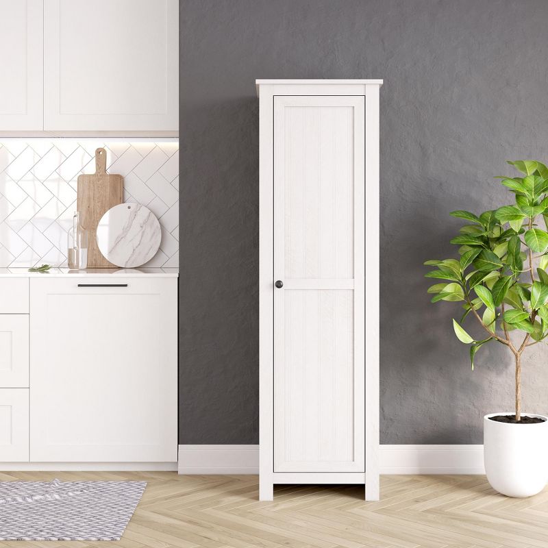 RealRooms Hopa Single Door Pantry Organization, Kitchen Organizer, Ivory Oak