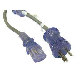 Hospital Grade Green Dot , Power Cord 16 AWG 3 SJT 6'  C13 NEMA 5-15P Hospital Grade Clear, 13A/125V