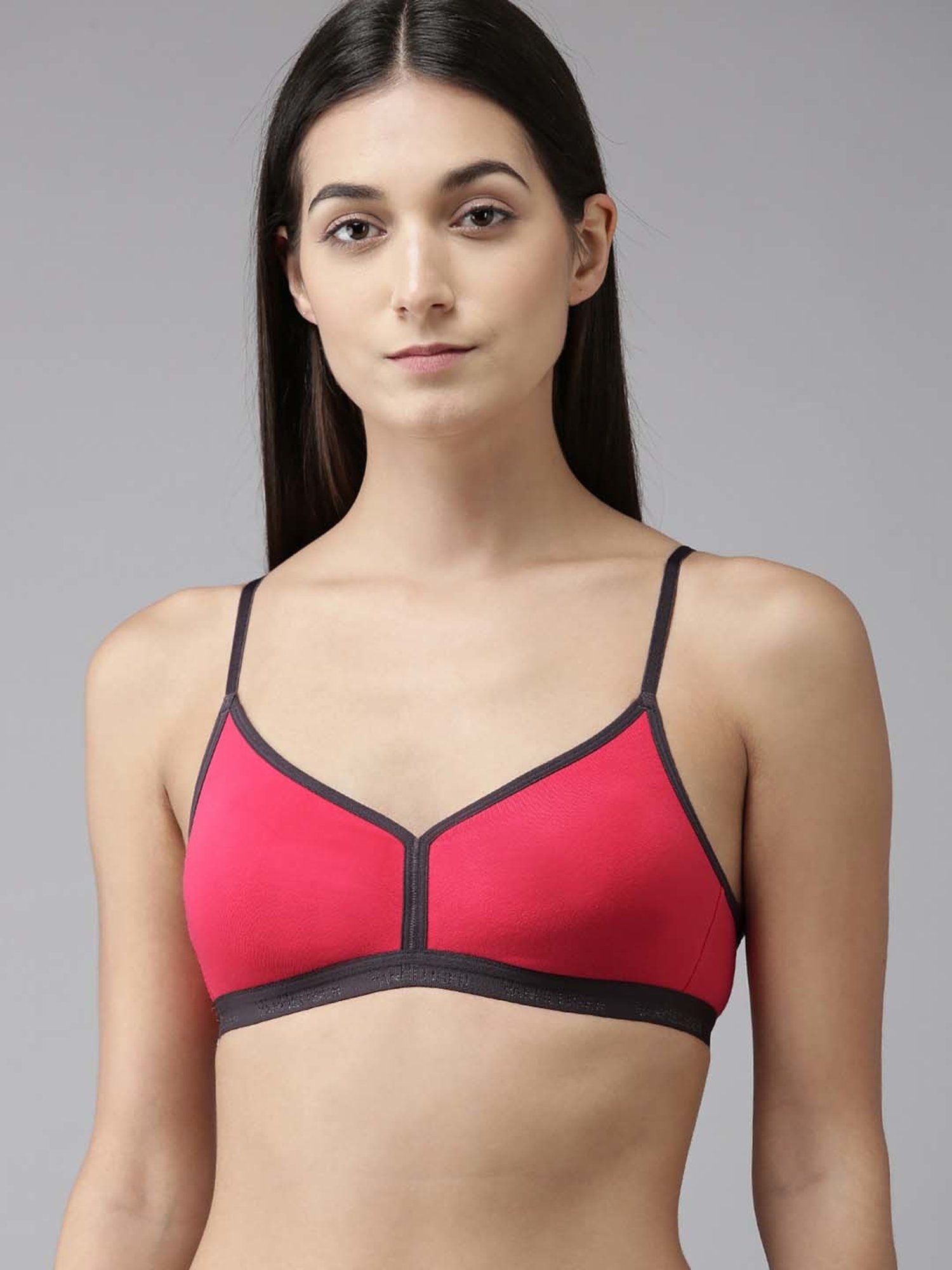 AROUSY Pink & Maroon Cotton T-Shirt Bra - Pack Of 2