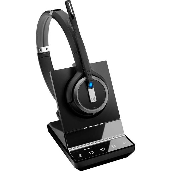 Sennheiser SDW 5065 (507000) - Double-Sided (Binaural) Wireless Dect Headset for Desk Phone Softphone/PC Connections Dual Microphone Ultra Noise Cancelling, Black