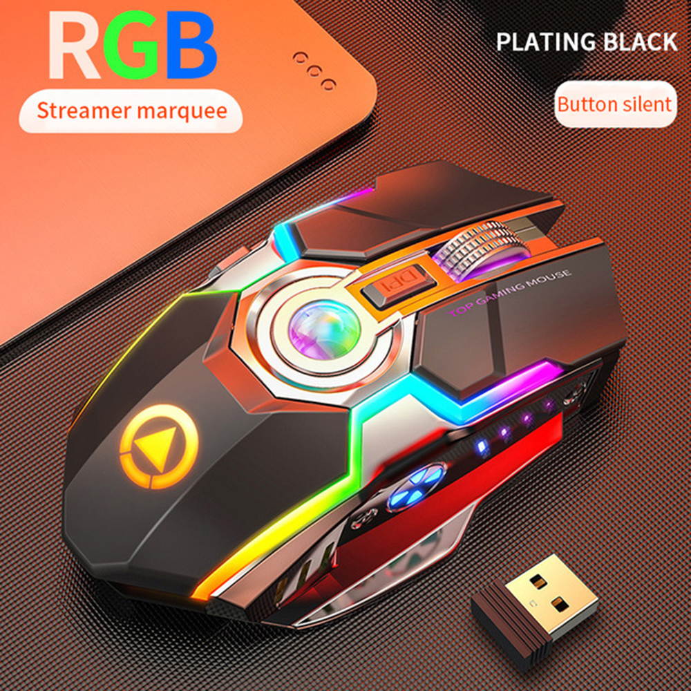 Gaming Mice Rechargeable Wireless Mouse Silent Ergonomic 7 Keys RGB Backlit 1600 DPI LED Backlit Mouse for Computer PC