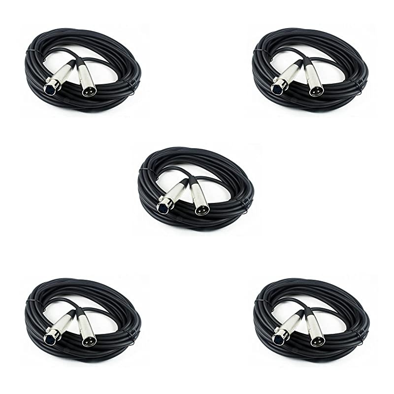 MLC LowZ XLR Male to XLR Female Microphone Cable 5-Pack, 20 Feet