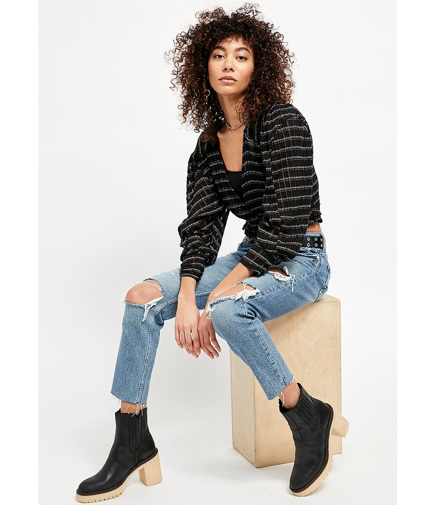 Free People James Leather Block Heel Chelsea Booties