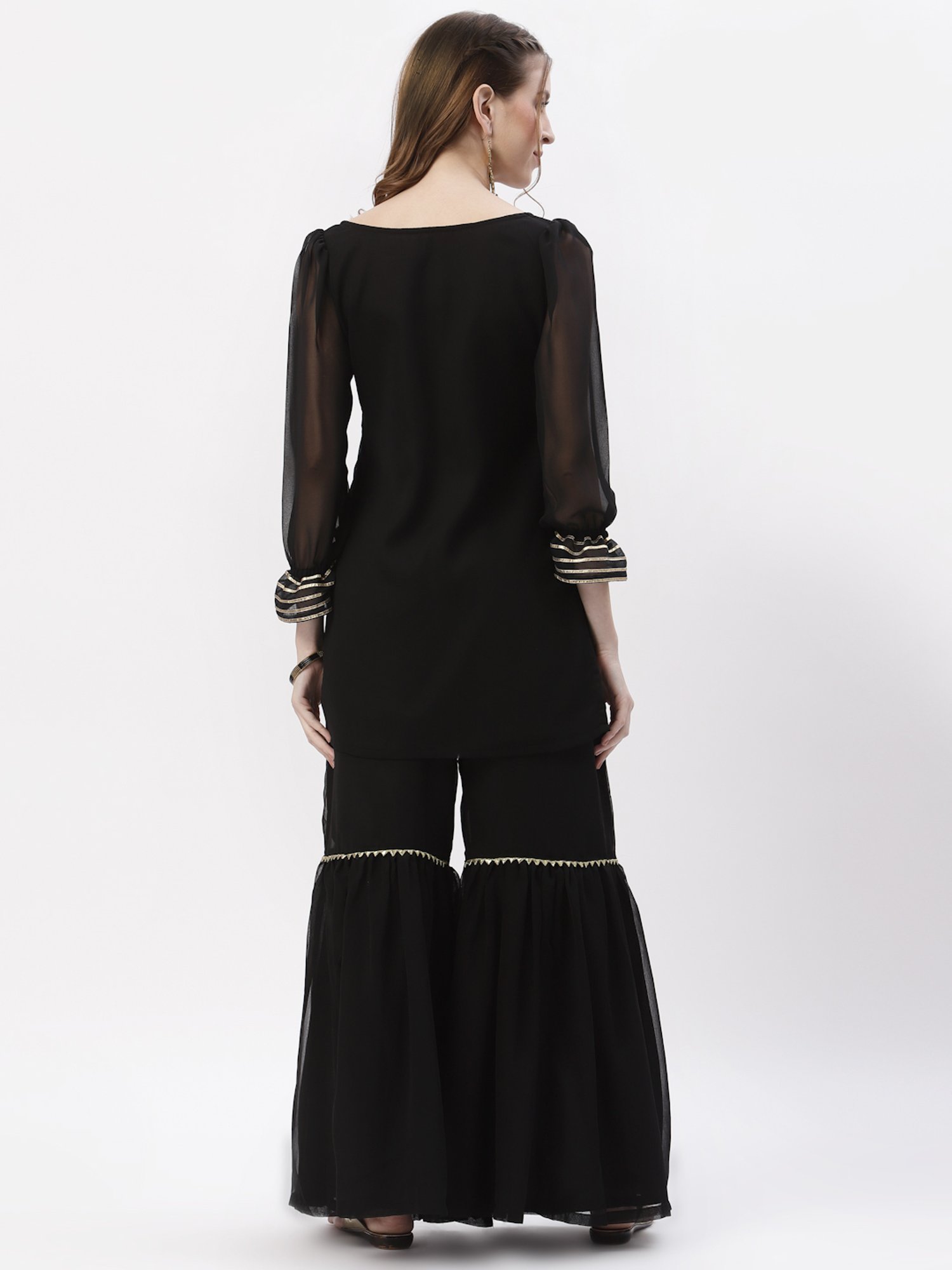 studiorasa Black Printed Kurti Sharara Set