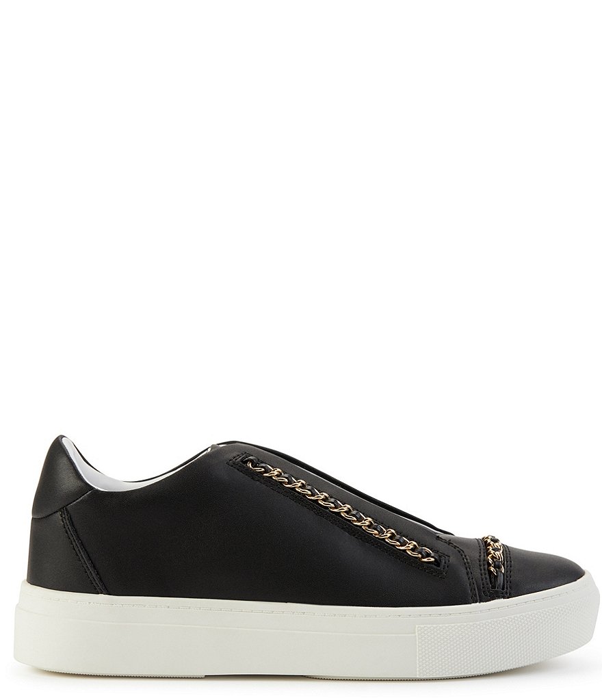 KARL LAGERFELD PARIS Crissie Leather Chain Detail Slip-On Sneakers
