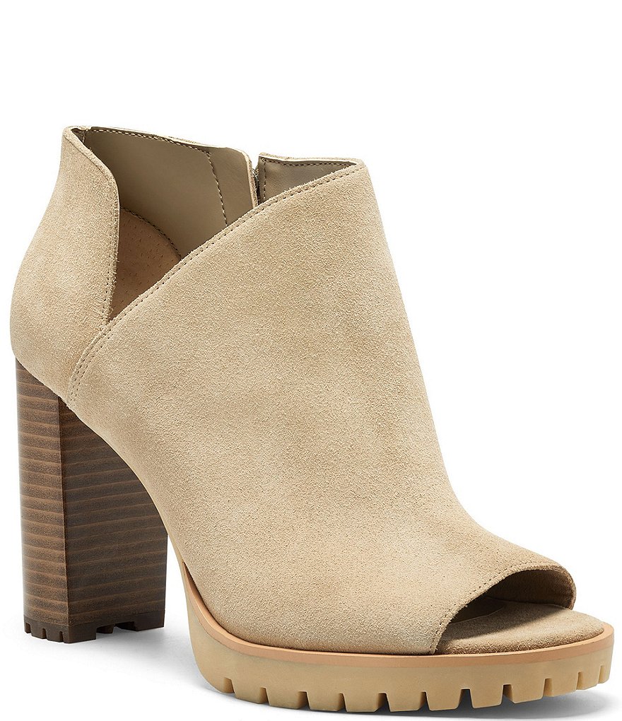 Vince Camuto Hevana Block Heel Peep Toe Suede Booties