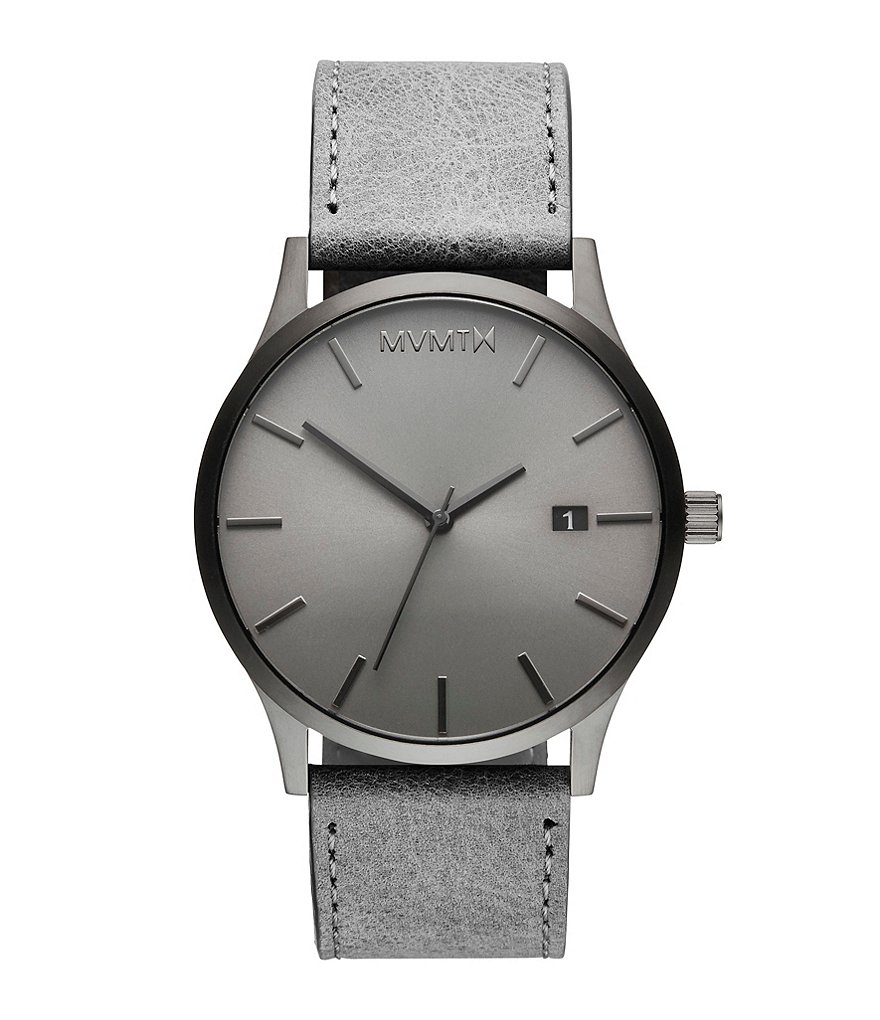 MVMT Classic Monochrome Gray Leather Strap Watch