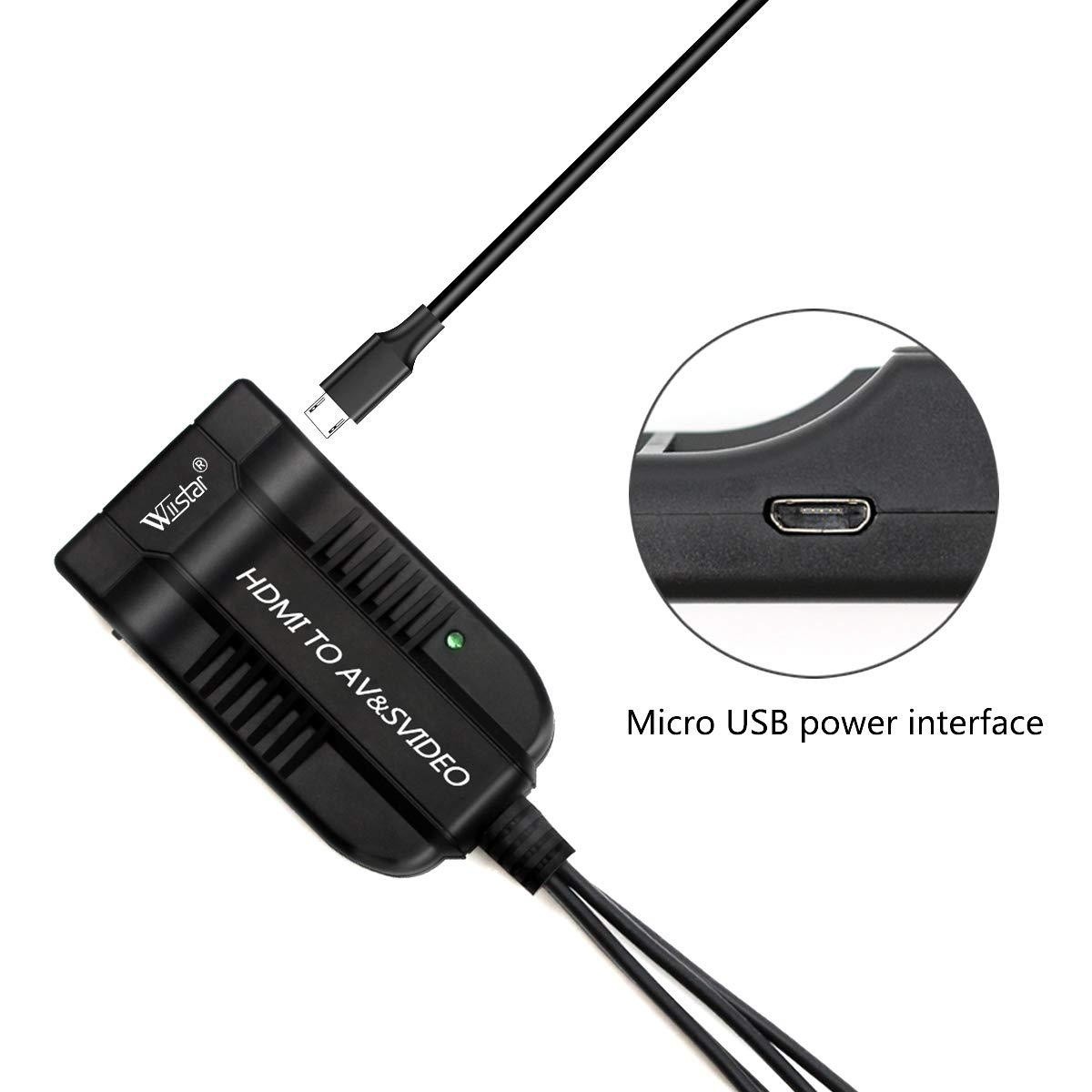 Wiistar HDMI to Composite Converter HDMI to Male AV 3RCA S-Video Converter Adapter 1080P for Xbox PS3 TV STB VCR Blue-Ray DVD