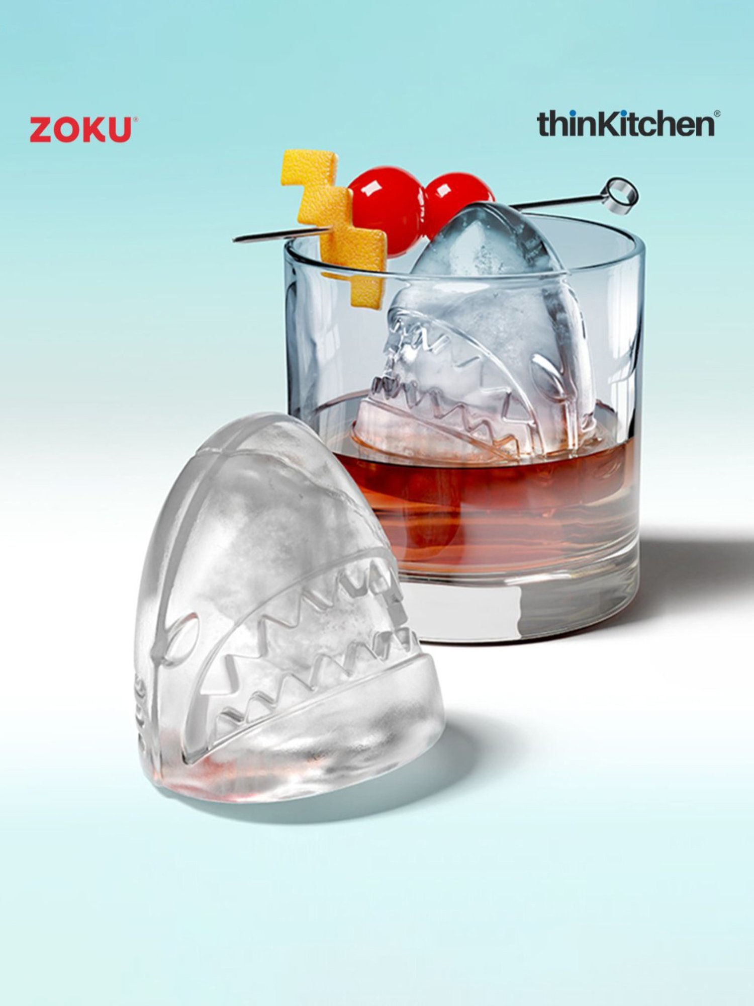 ZOKU Navy Blue Silicone Shark Ice Ball Molds