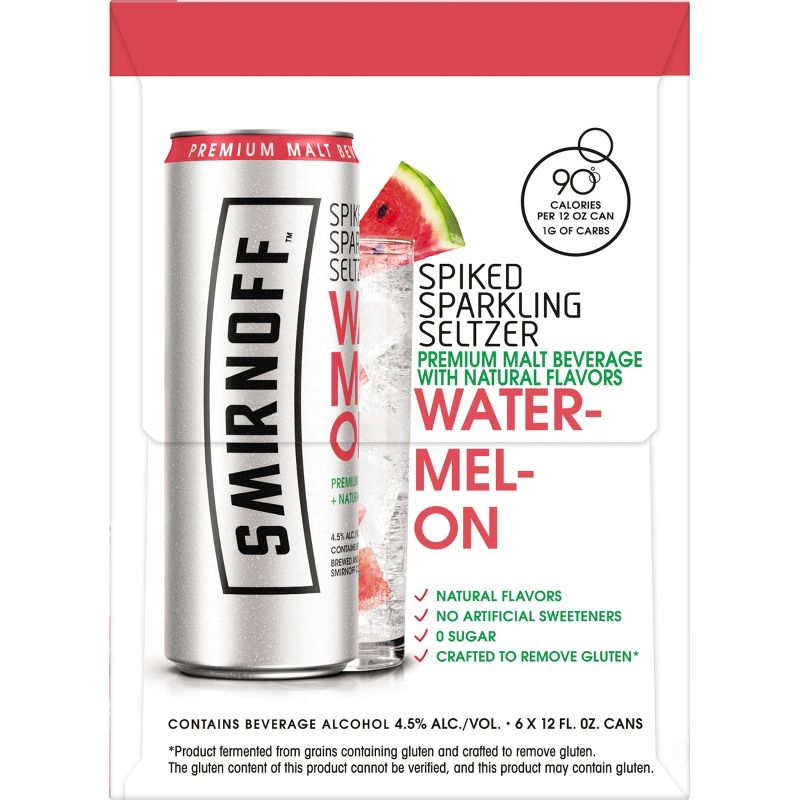 Smirnoff Watermelon Spiked Sparkling Seltzer - 6pk/12 fl oz Slim Cans