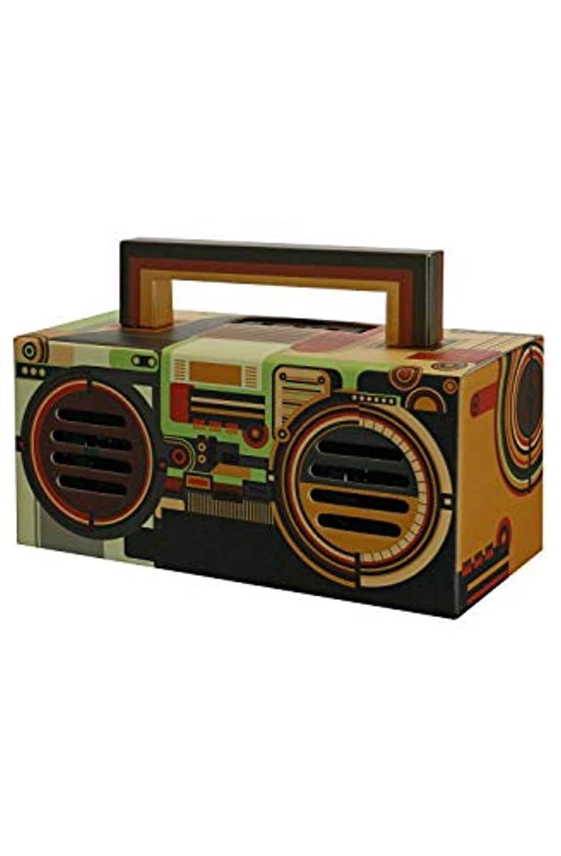 QFX BT-41-R&R Bluetooth Streaming TWS Ready Lightshow Speaker (Multicolored), Black