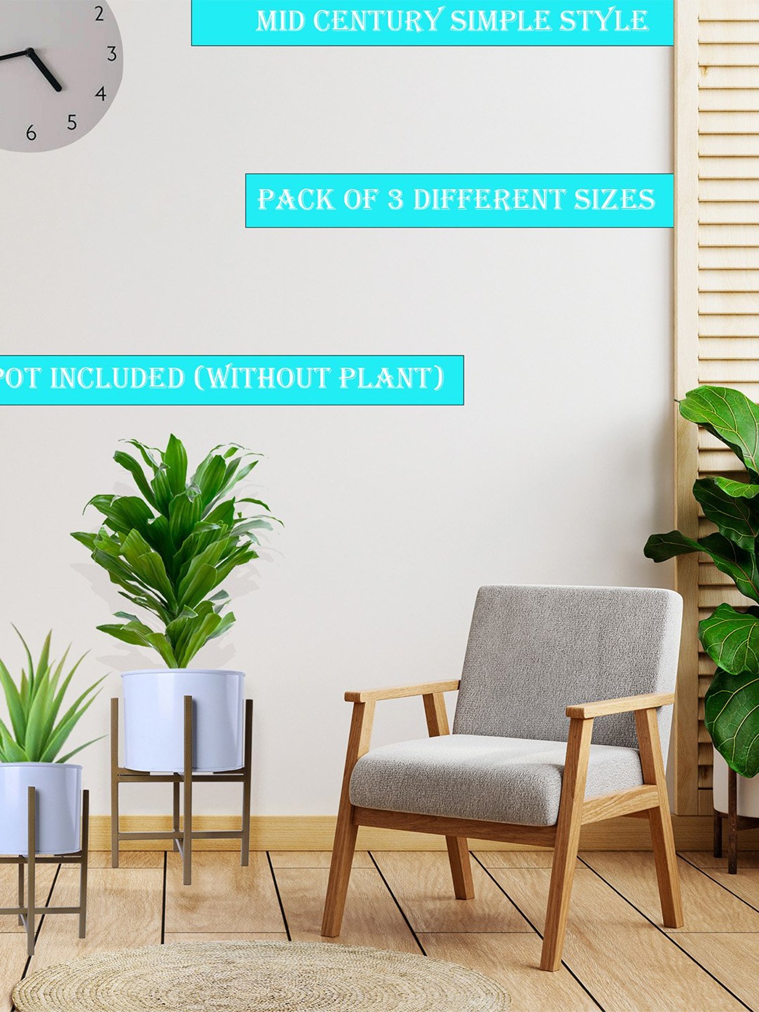 Homesake white Metal Planters Stand - Set of 3