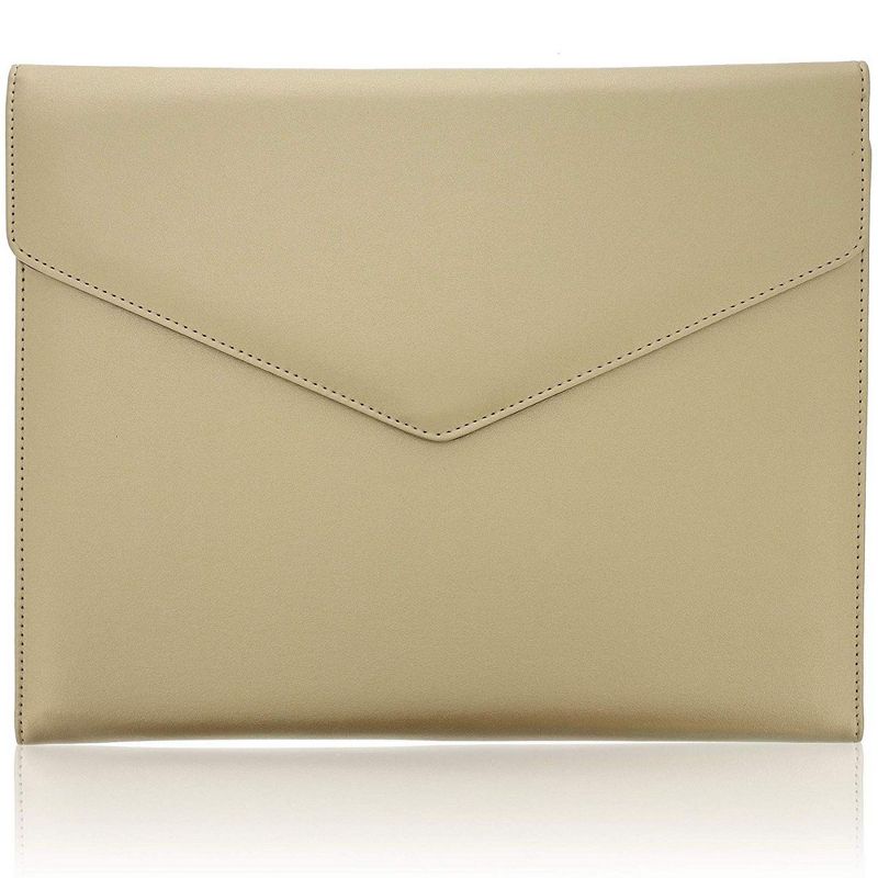 PU Leather Business Padfolio, Portfolio Folder with Pockets Holds Pens, Letter Size Notepad, Business Cards for Interview & Legal Document, Gold