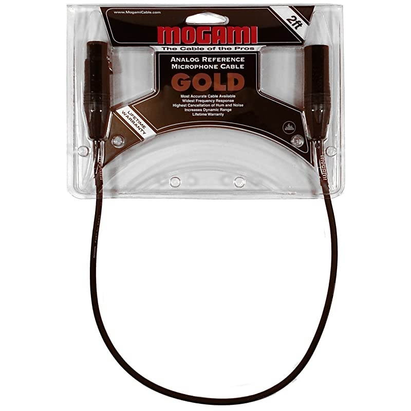 Gold STUDIO02 XLR Microphone Cable XLRFemale to XLRMale 3Pin Gold Contacts Straight Connectors 2 Foot