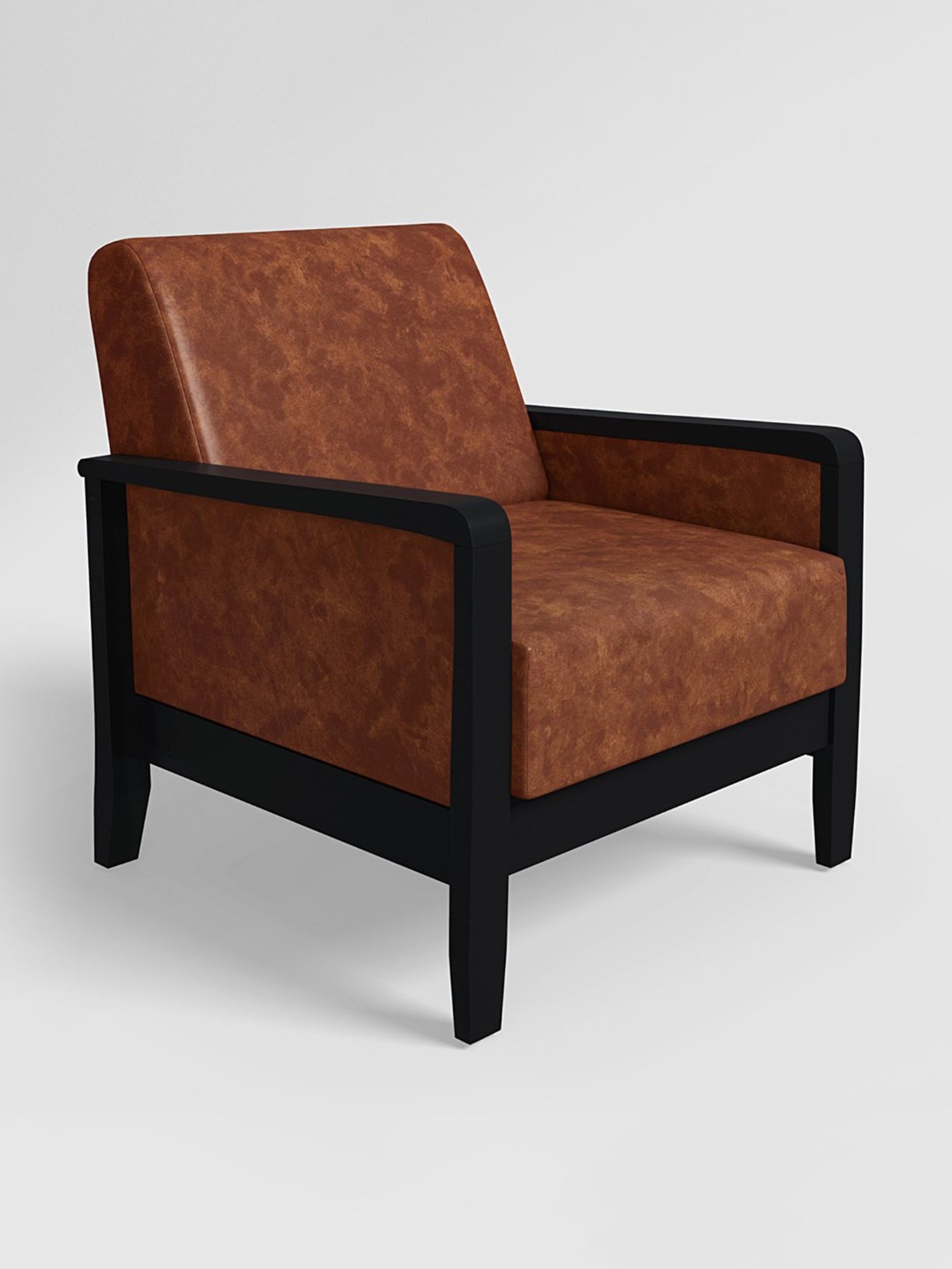 Godrej Interio Encardo Tan Wood 1 Seater Sofa