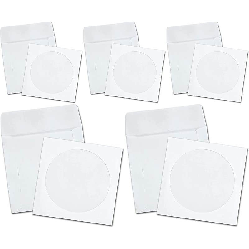 CD/DVD Envelopes, White, Pack of 100 (62903), 5 Pack