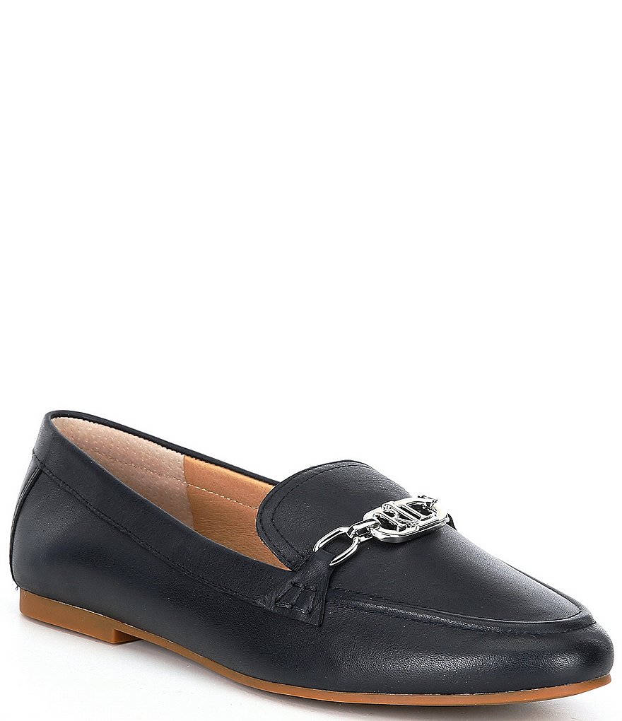 Lauren Ralph Lauren Averi Nappa Leather Embellished Oval Chain Loafers