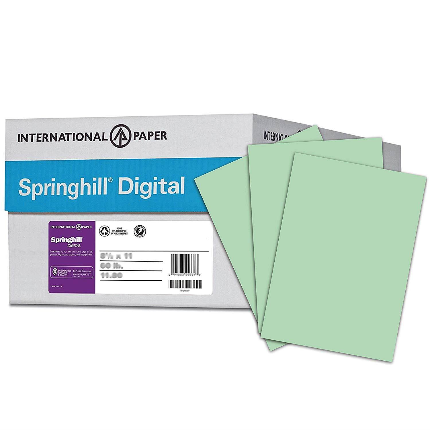 Springhill Colored Paper, Cardstock Paper, Green Paper, 67lb, 147gsm, 8.5 x 11, 8 Reams / 2,000 Sheets - Vellum Card Stock, Thick Paper (046000C)