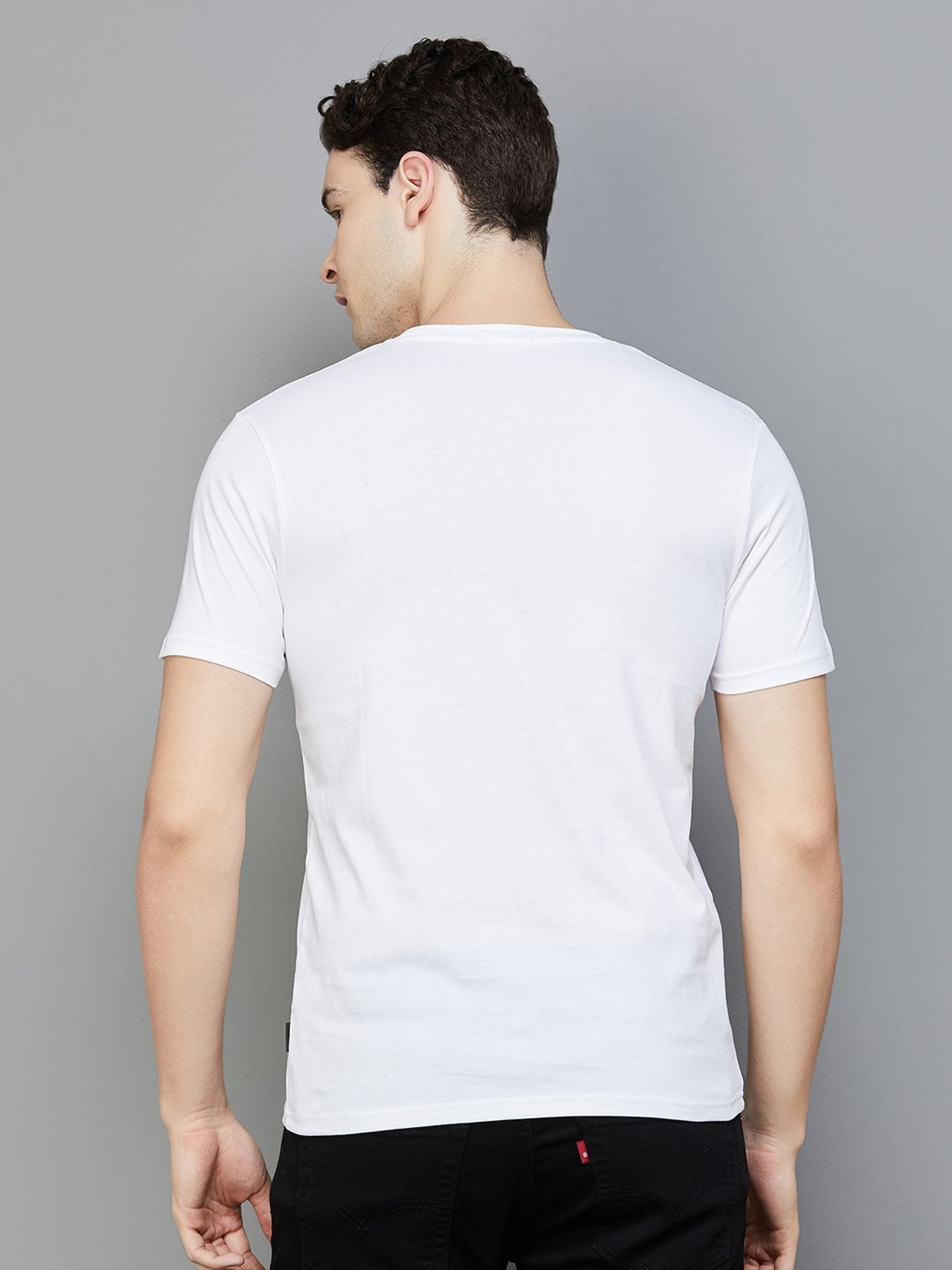 BOSSINI White Regular Fit Printed Crew T-Shirt