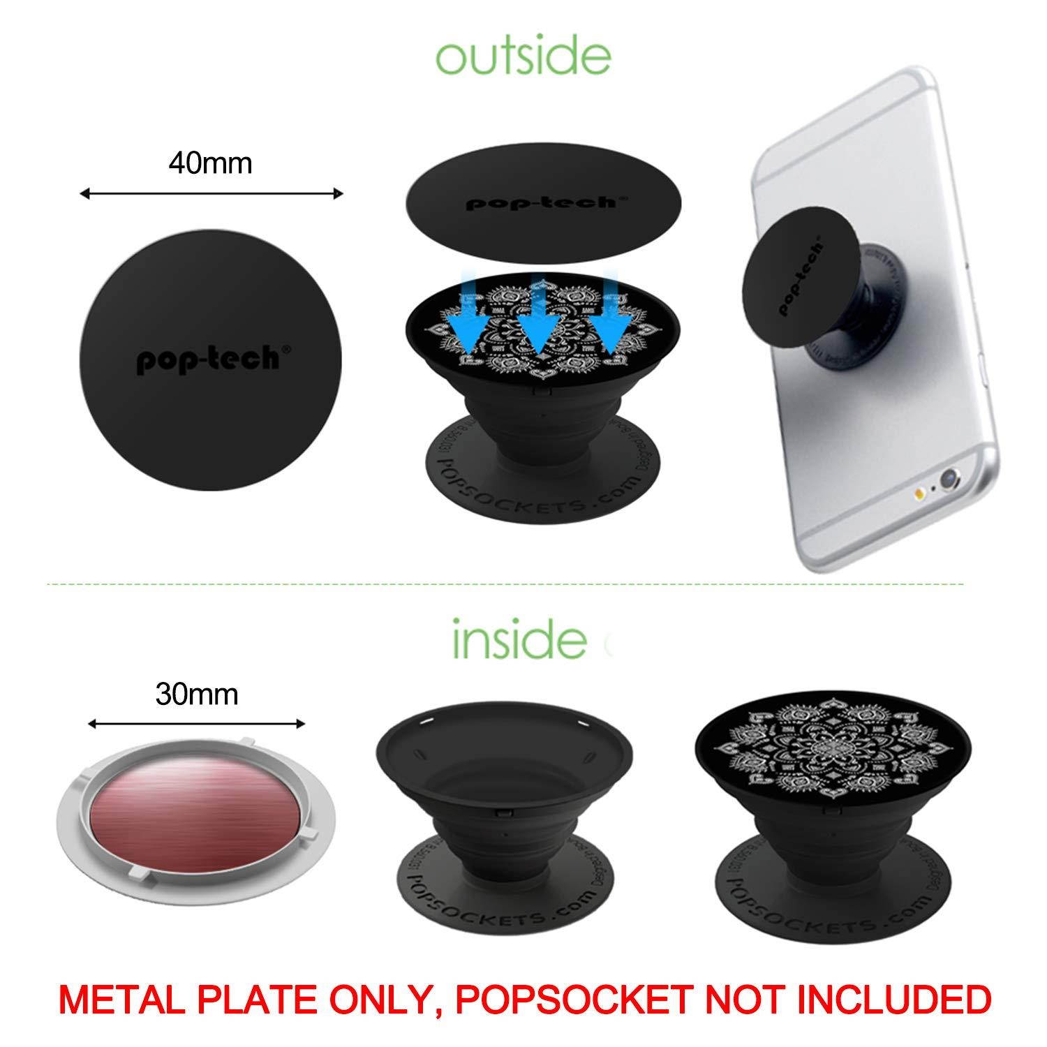 8 Pack Mount Metal Plates for Airbag Collapsible Grip & Stand, Pop-Tech MagicPlate with 3M VHB Strong Sticky Adhesive Metal Disc Replacement Kit for Magnetic Phone Car Mount/Magnet Cradle Holder