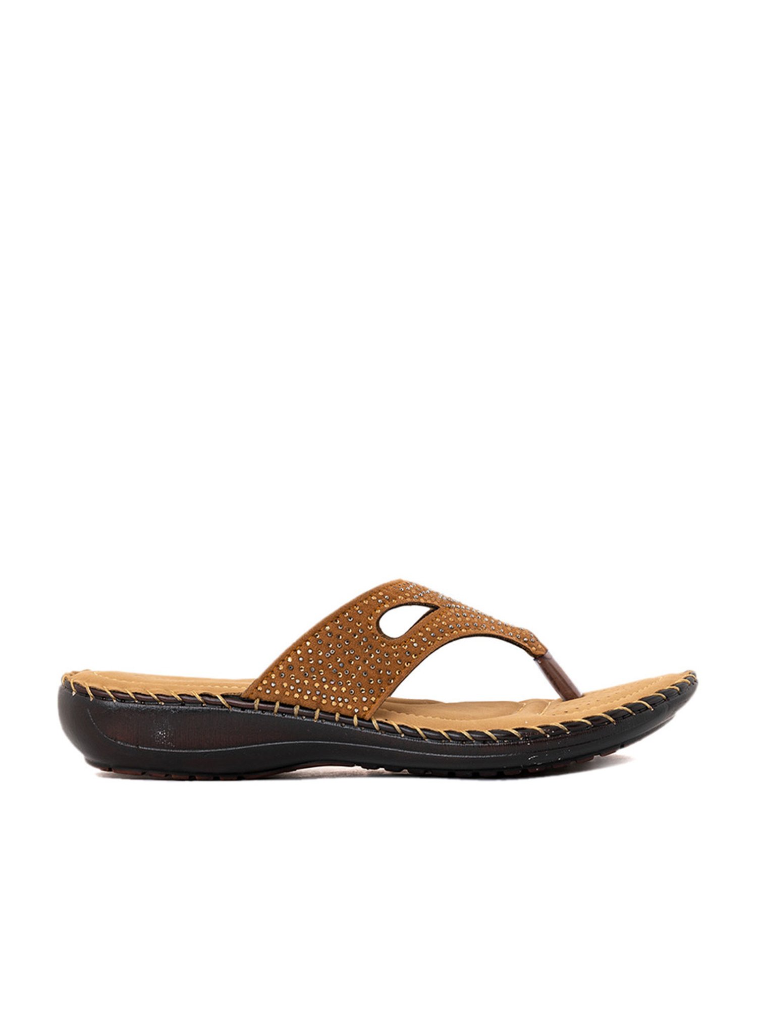 Khadim Women's Brown Thong Wedges