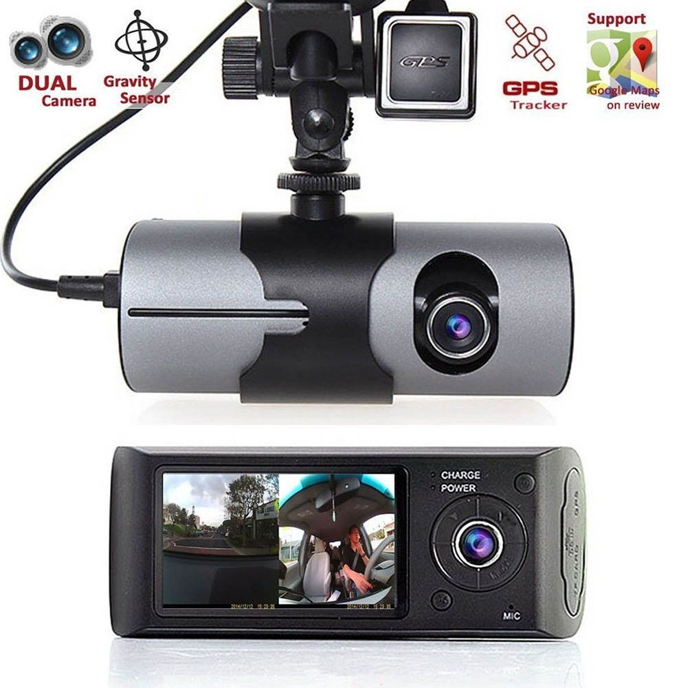 2.7" Vehicle Double Camera Car DVR Camera Video Recorder Dash Cam G-Sensor GPS Dual Lens
