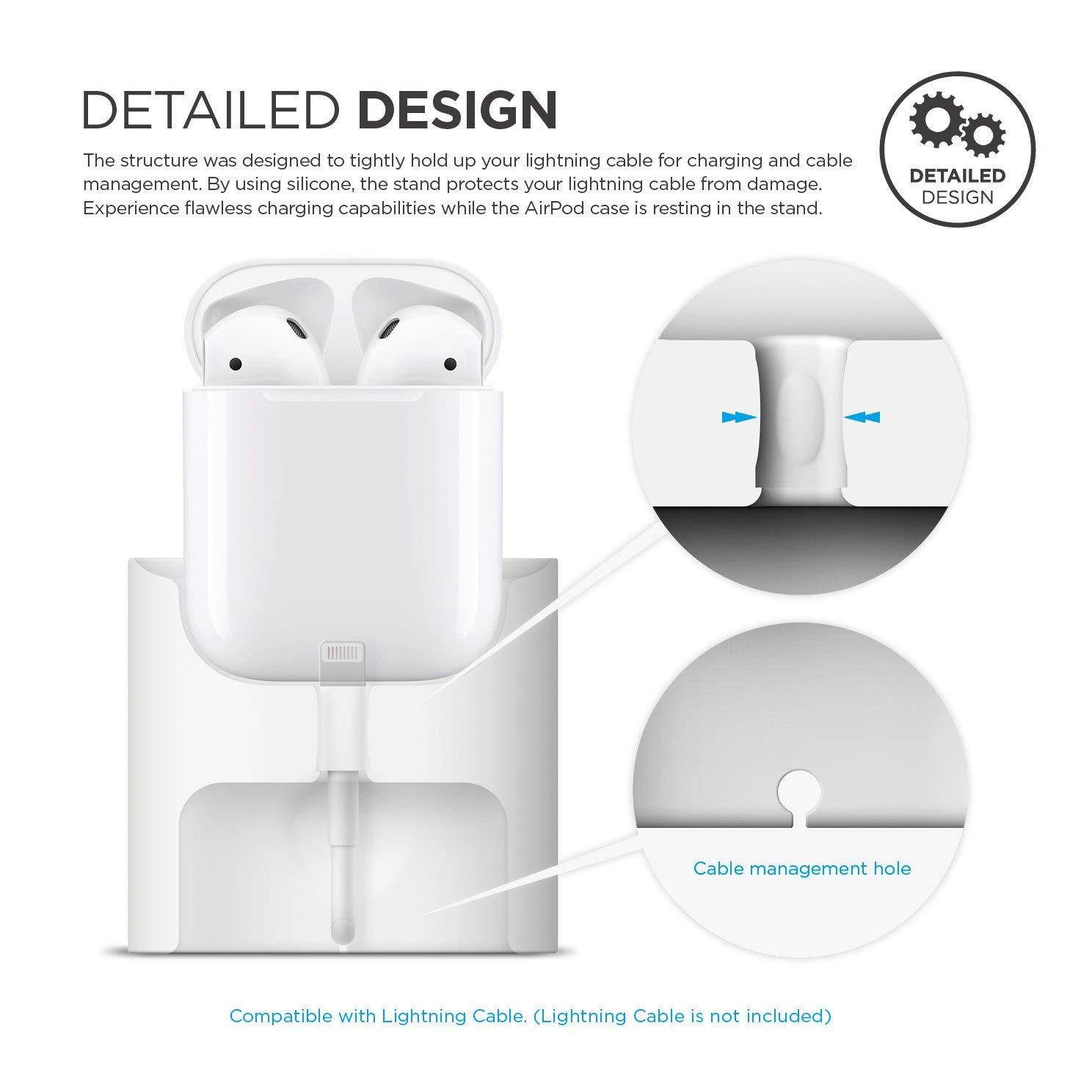 elago AirPods Stand [White] - [Charging Station][Long-Lasting][Cable Management] - for AirPods Case
