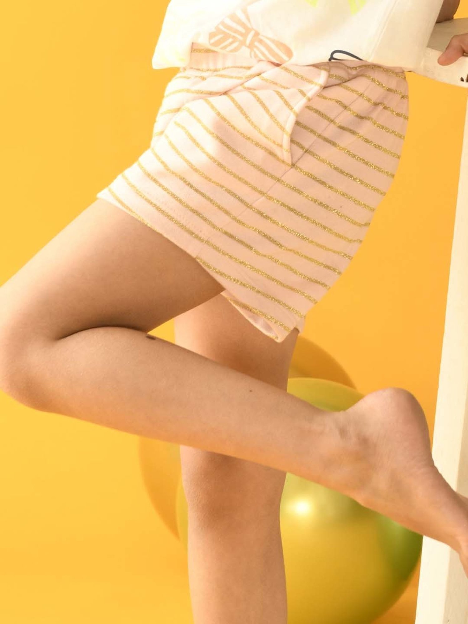 Anthrilo Kids Pink Cotton Striped Shorts