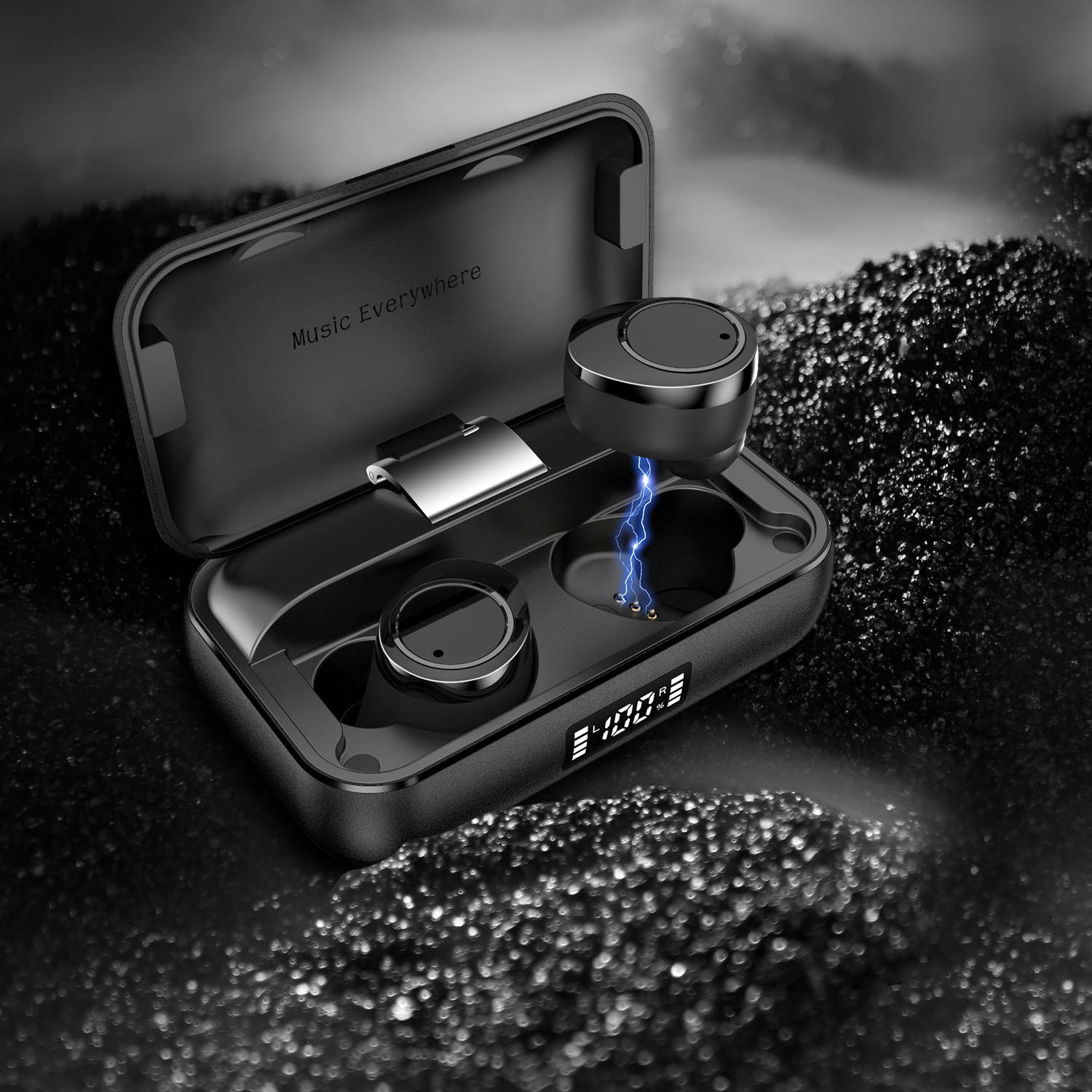 5pcs TWS Bluetooth 5.0 Wireless Earbuds With 4000Amh Charging Case IPX7 Waterproof TWS Stereo Headphones in-Ear Built-in Mic Headset Premium Sound with Deep Bass for Sport - Black