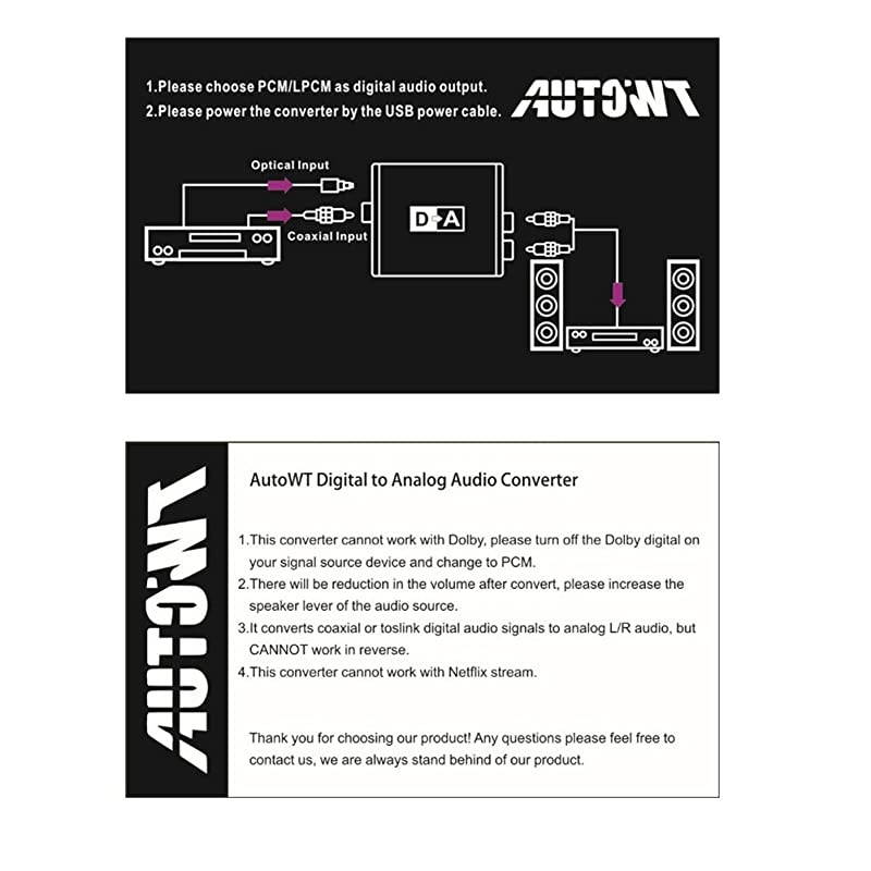 Digital Coaxial Toslink Adapter with Optical Cable 35mm Audio Cable and USB Power Cable