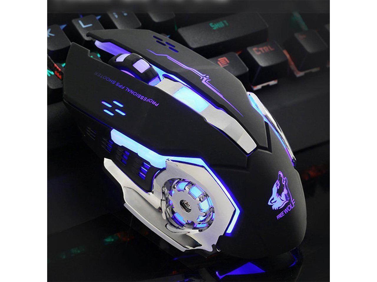 Wired V5 Silent USB Ergonomic 4000DPI Optical Gaming Mouse For PC Computer Black
