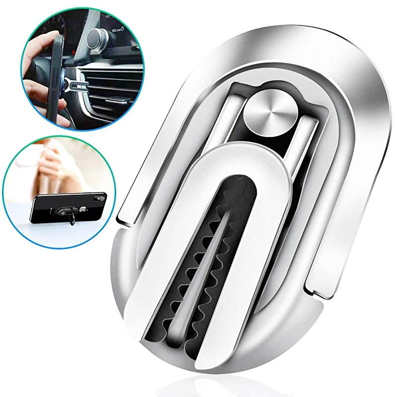 Metal Phone Ring Holder  3in1 Universal car Bracket Mobile Phone Bracket and Mobile Phone Ring Buckle are Suitable for All Mobile Phones 360 &deg;Rotation and 120 &deg;Turning Silver