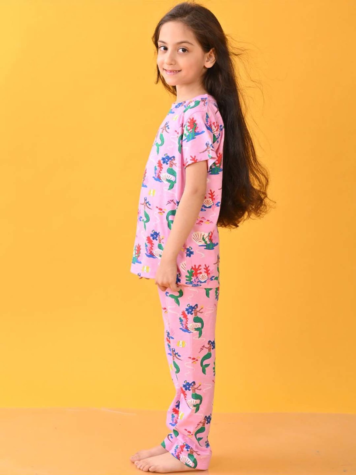 Anthrilo Kids Pink Cotton Printed T-Shirt & Short