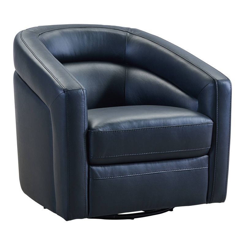 Desi Contemporary Swivel Accent Chair Black Leather - Armen Living