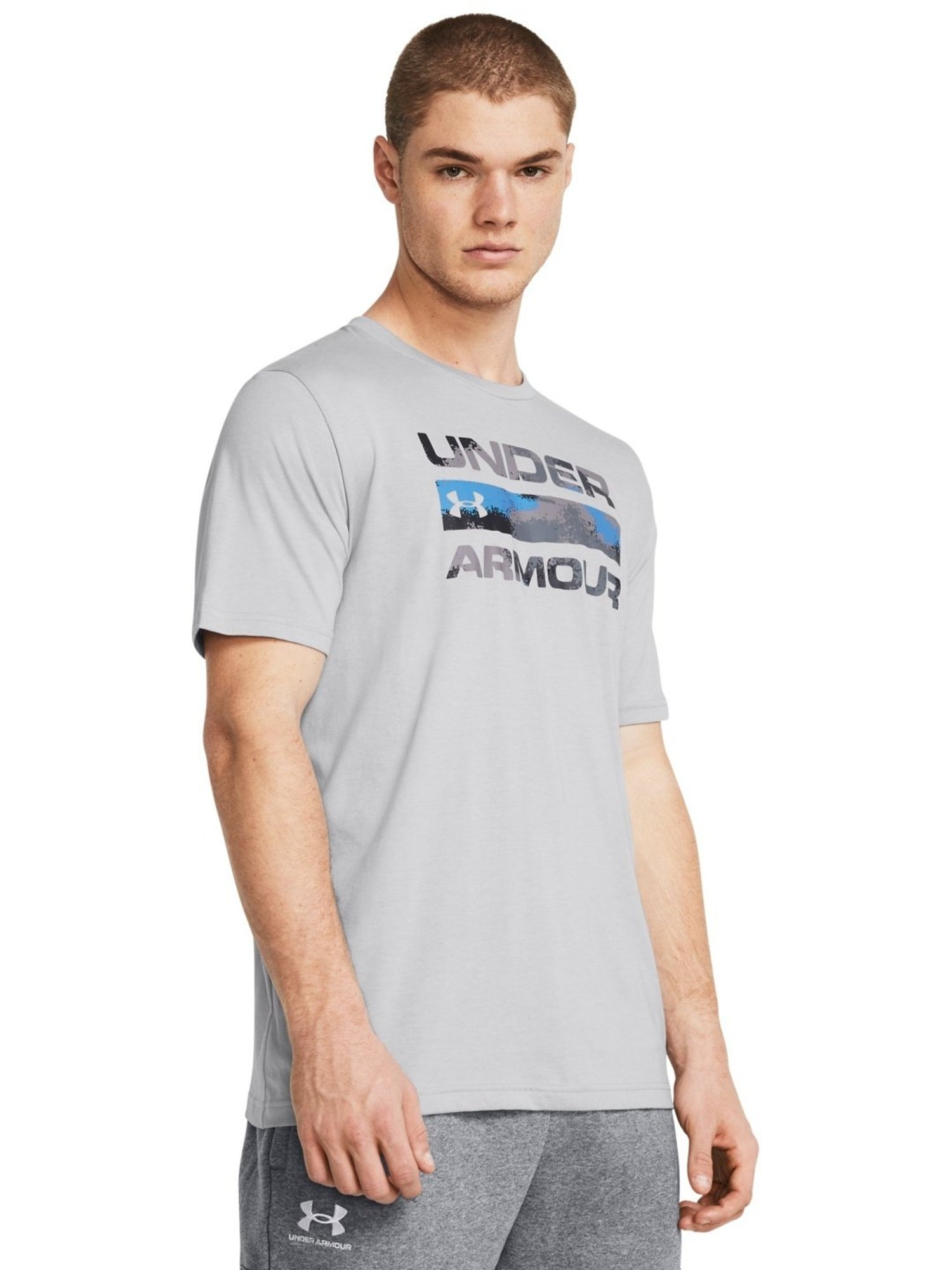 Under Armour Grey Cotton Slim Fit Logo Printed T-Shirt