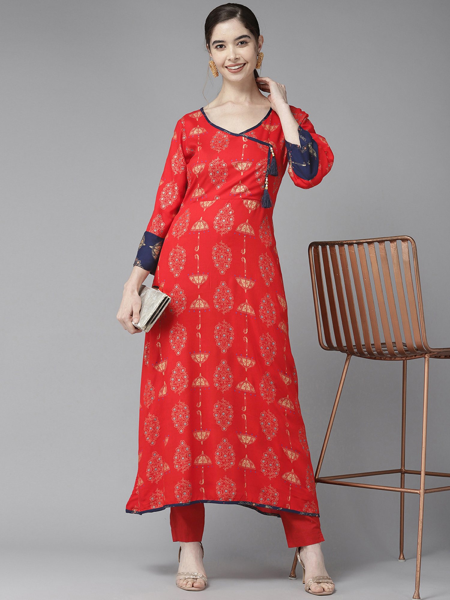 Aarika Coral Cotton Printed A Line Kurta